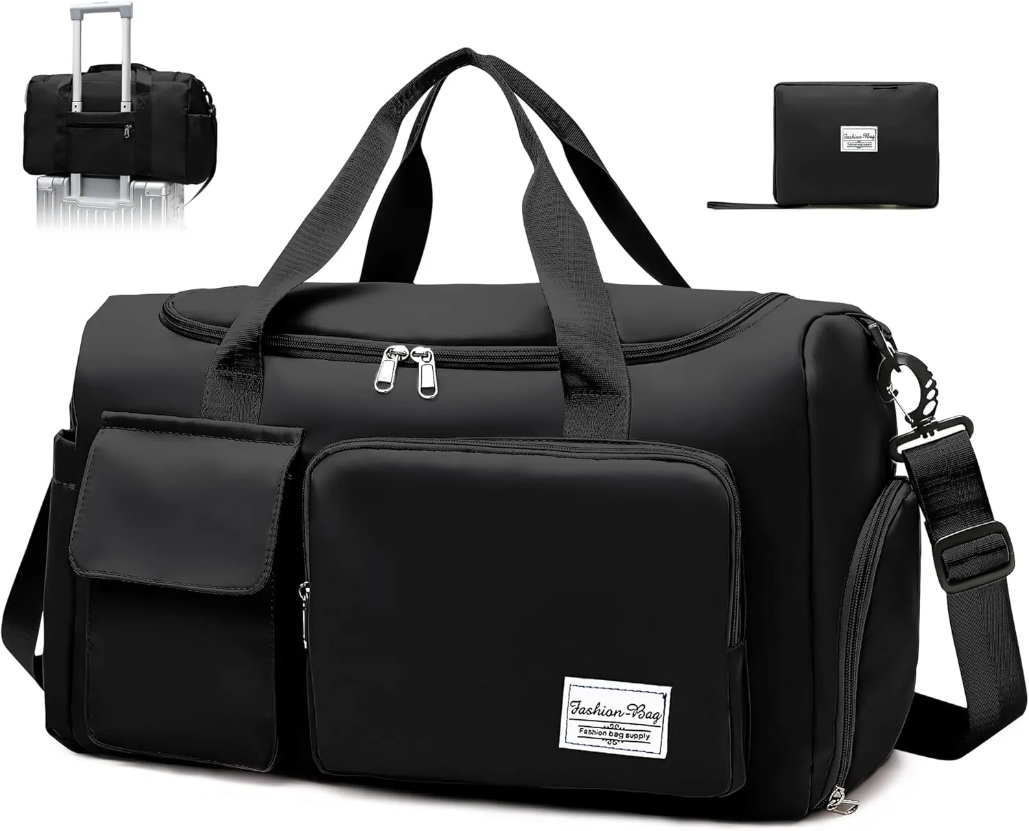 Hoseay Sports Bag for Men and Women, Travel Bag, Fitness Bag with Shoe Compartment & Wet Compartment Bag, Waterproof, Lightweight, Large, Foldable, Weekender Duffel Bag, Gym, Shopping, Outdoor,