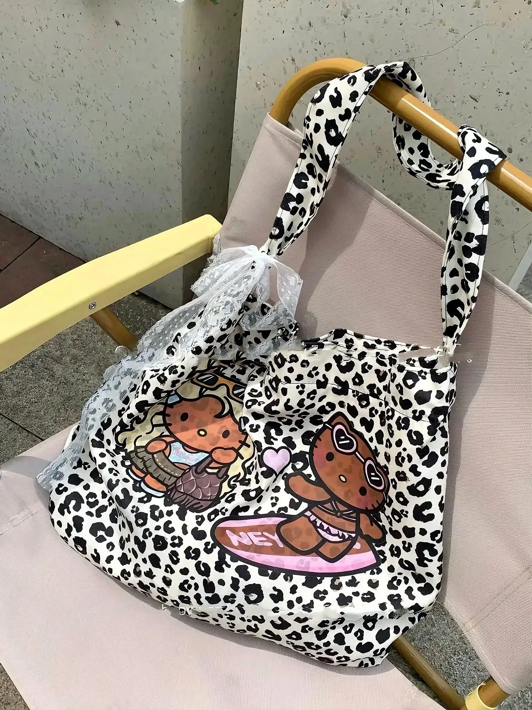 'Hottie Kitty' Y2k Cheetah Prints Big Capacity Tote Bag