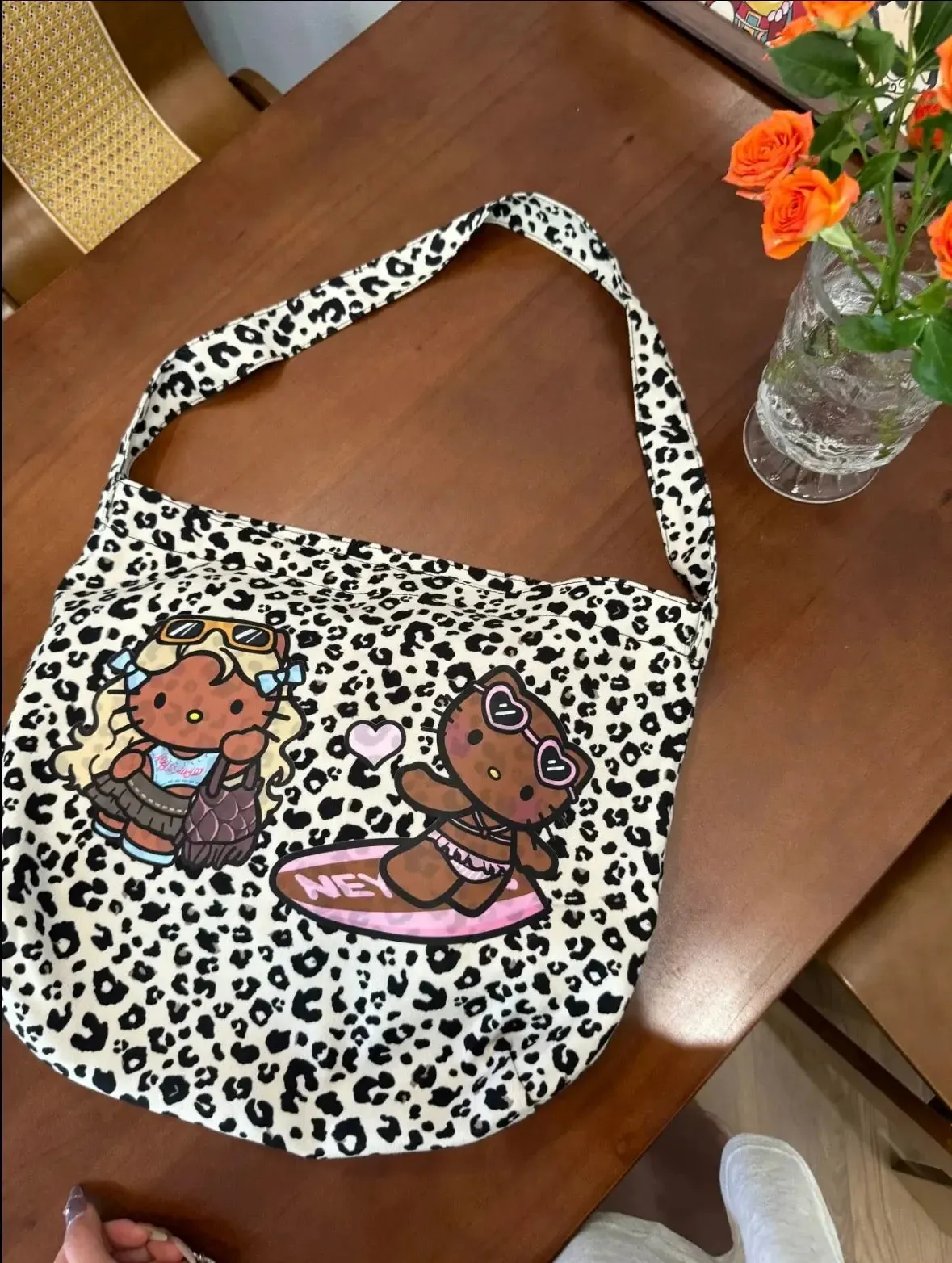 'Hottie Kitty' Y2k Cheetah Prints Big Capacity Tote Bag