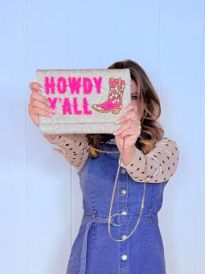 Howdy Ya'll Luxe Crystal Beaded Clutch and Crossbody Purse