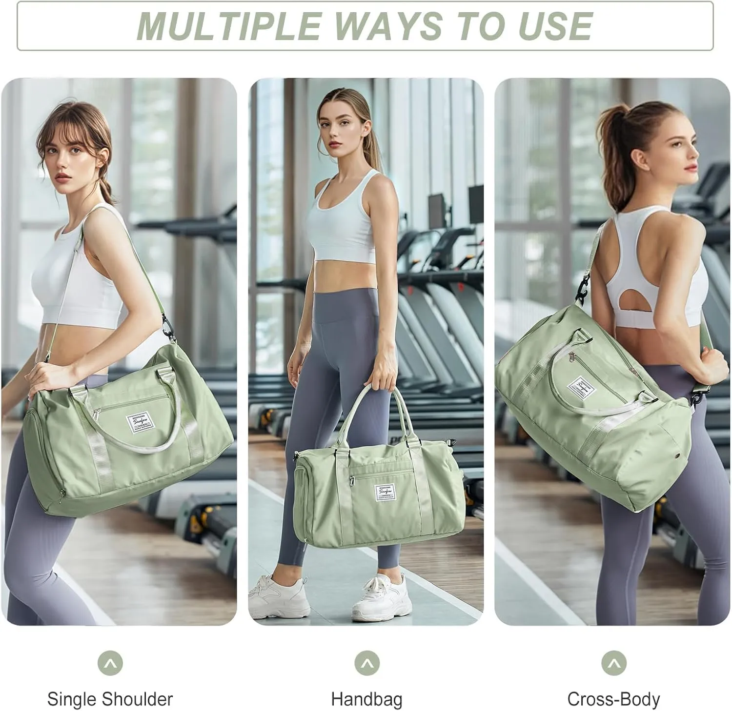 HYC00 Sports Bag Women Men Fitness Bag Sports Bags with Shoe Compartment and Dry and Wet Compartments Training Bag Weekend Bag Ladies Travel Bags Waterproof Travel Duffel Cabin Bag Duffel Bag Duffle