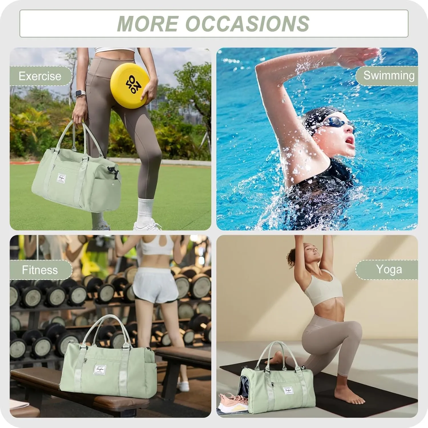 HYC00 Sports Bag Women Men Fitness Bag Sports Bags with Shoe Compartment and Dry and Wet Compartments Training Bag Weekend Bag Ladies Travel Bags Waterproof Travel Duffel Cabin Bag Duffel Bag Duffle