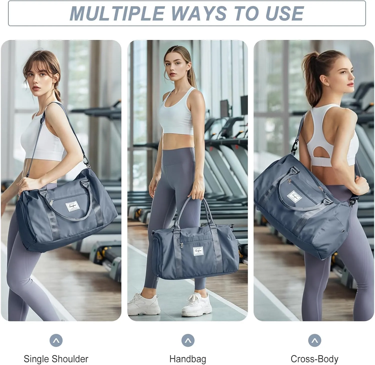 HYC00 Sports Bag Women Men Fitness Bag Sports Bags with Shoe Compartment and Dry and Wet Compartments Training Bag Weekend Bag Ladies Travel Bags Waterproof Travel Duffel Cabin Bag Duffel Bag Duffle