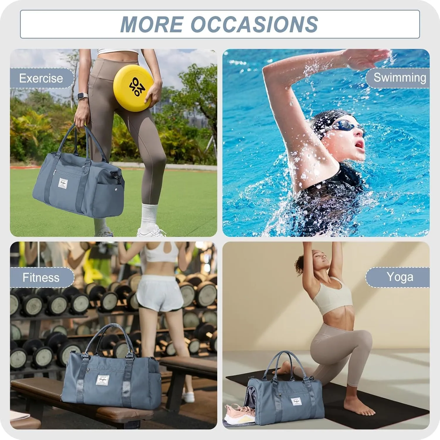 HYC00 Sports Bag Women Men Fitness Bag Sports Bags with Shoe Compartment and Dry and Wet Compartments Training Bag Weekend Bag Ladies Travel Bags Waterproof Travel Duffel Cabin Bag Duffel Bag Duffle