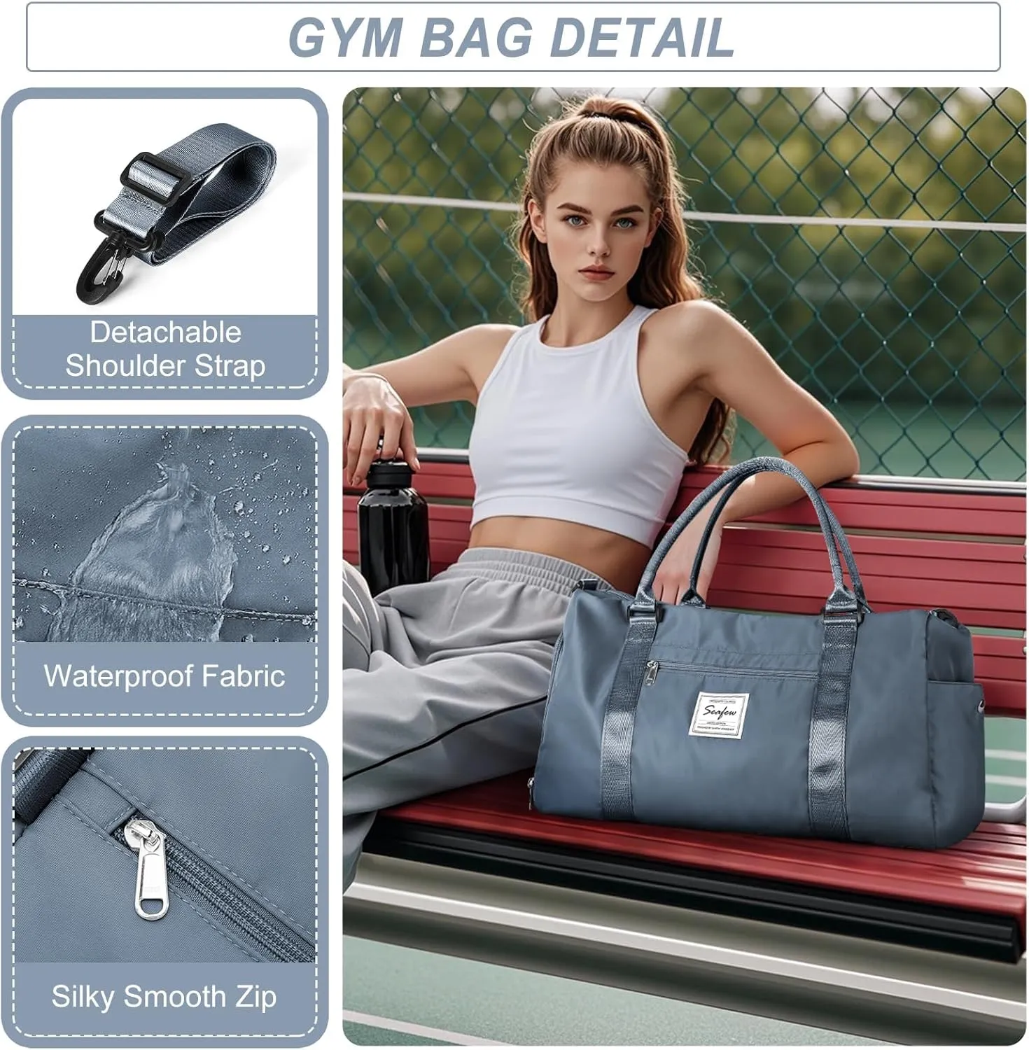 HYC00 Sports Bag Women Men Fitness Bag Sports Bags with Shoe Compartment and Dry and Wet Compartments Training Bag Weekend Bag Ladies Travel Bags Waterproof Travel Duffel Cabin Bag Duffel Bag Duffle