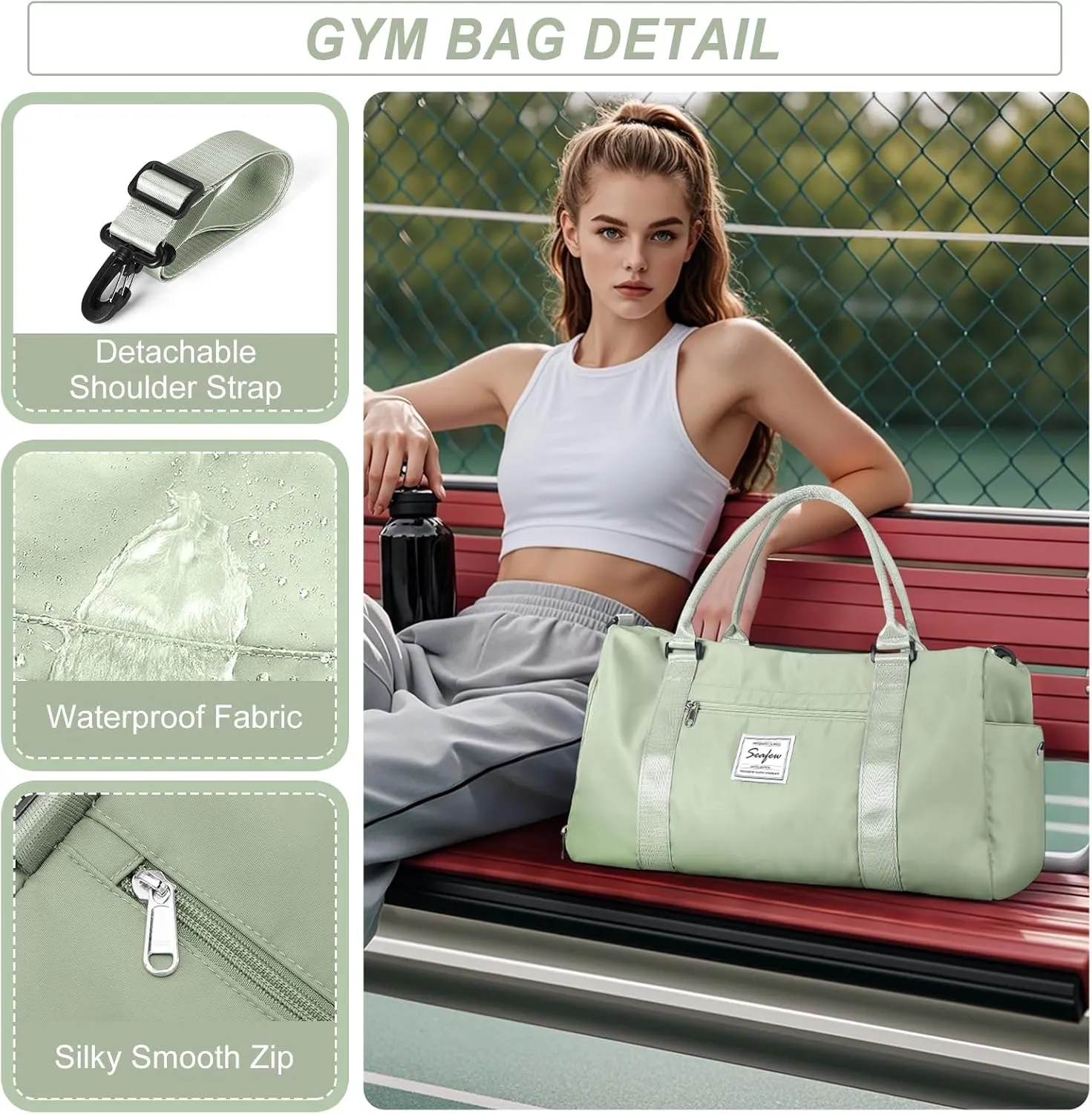 HYC00 Sports Bag Women Men Fitness Bag Sports Bags with Shoe Compartment and Dry and Wet Compartments Training Bag Weekend Bag Ladies Travel Bags Waterproof Travel Duffel Cabin Bag Duffel Bag Duffle