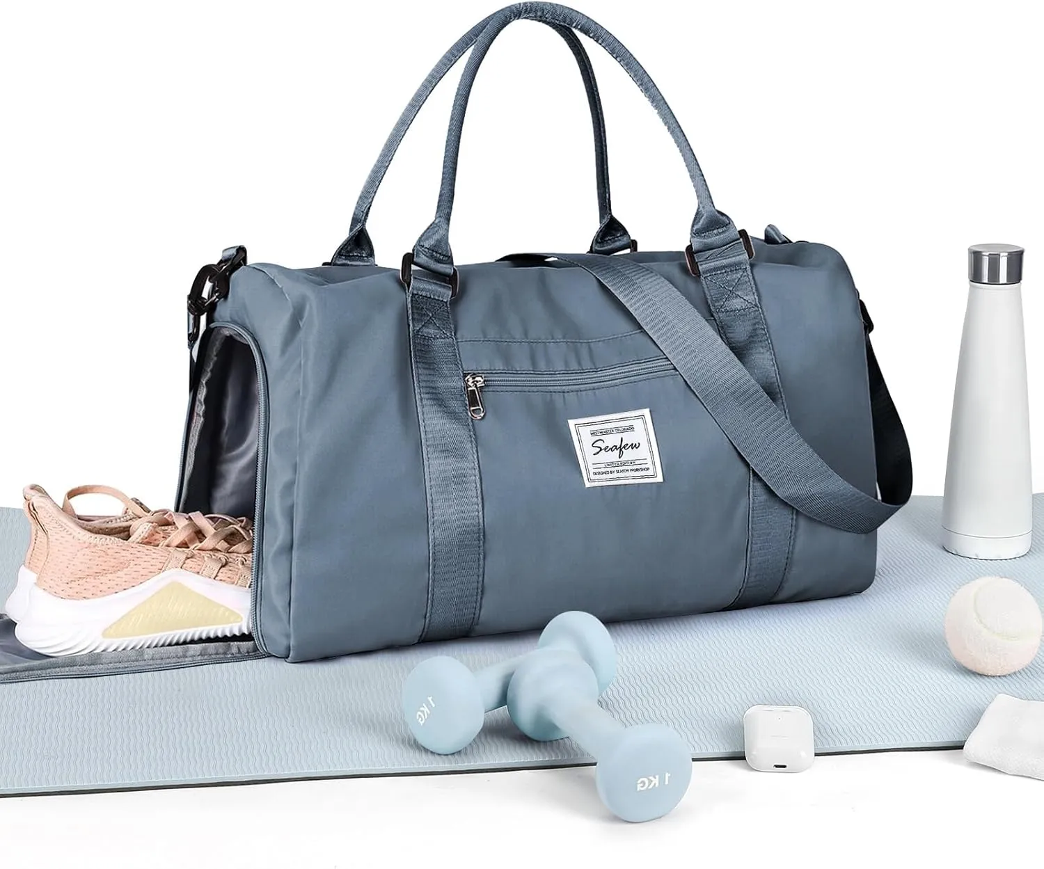 HYC00 Sports Bag Women Men Fitness Bag Sports Bags with Shoe Compartment and Dry and Wet Compartments Training Bag Weekend Bag Ladies Travel Bags Waterproof Travel Duffel Cabin Bag Duffel Bag Duffle