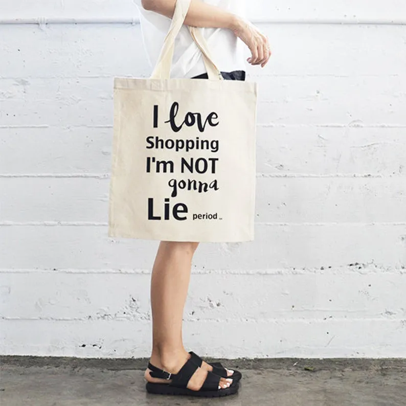 I Love Shopping Flat Tote Black