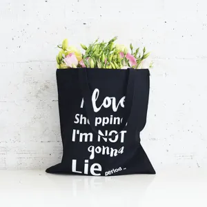 I Love Shopping Flat Tote Black