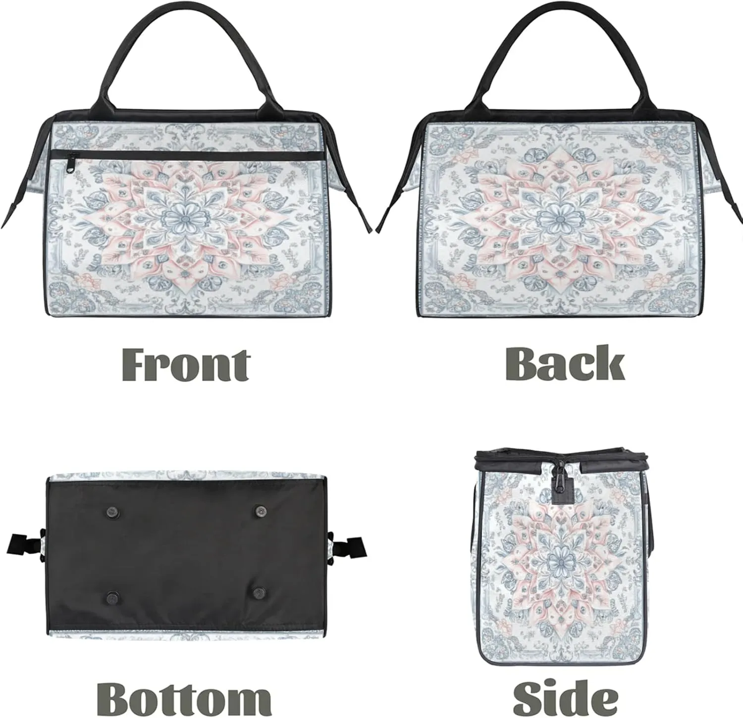 India Carpet Flower Travel Duffle Bag for Women, Ladies Overnight Weekender Bag Gym Sports Bags A-2