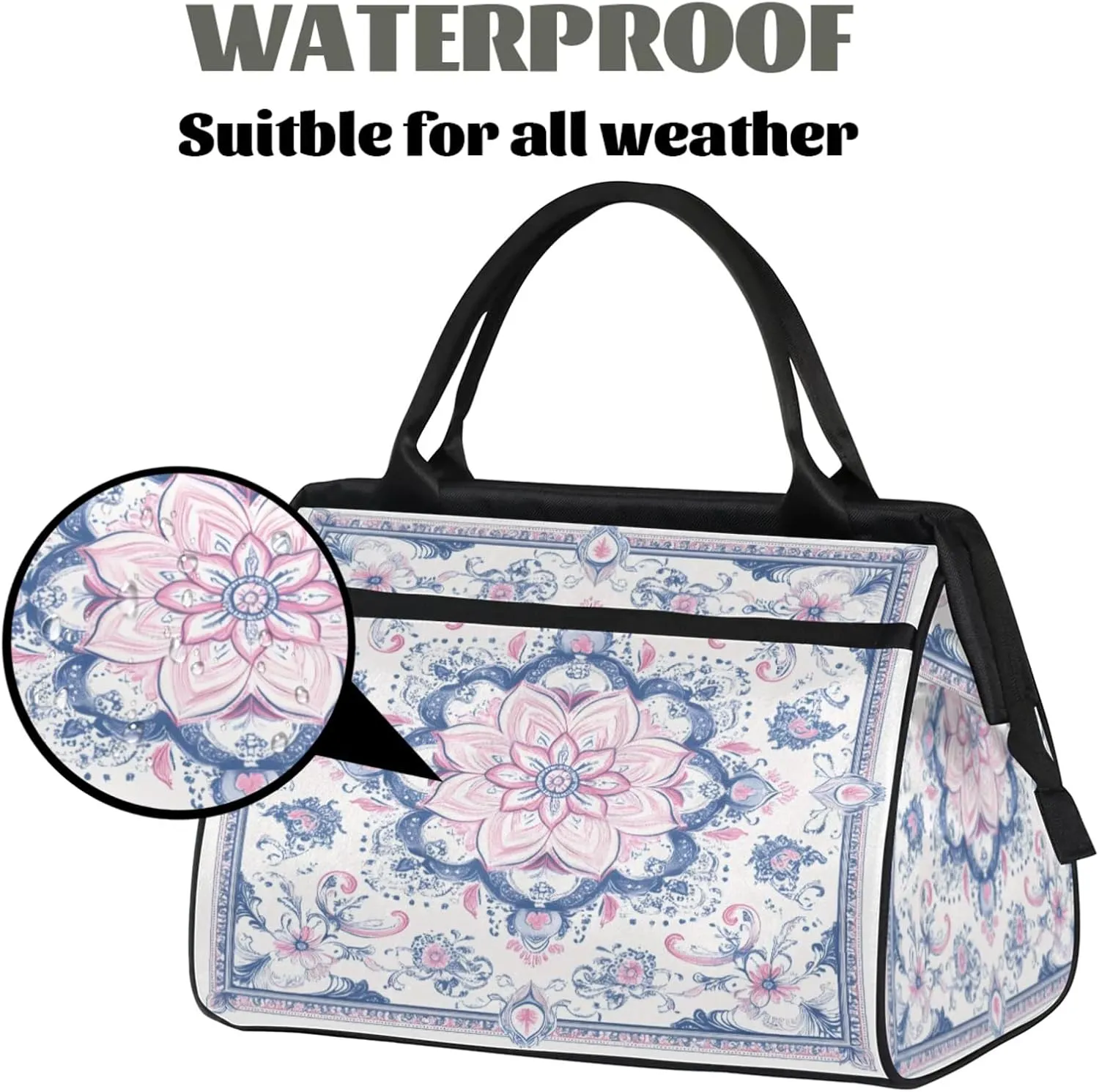 India Carpet Flower Travel Duffle Bag for Women, Ladies Overnight Weekender Bag Gym Sports Bags A-2