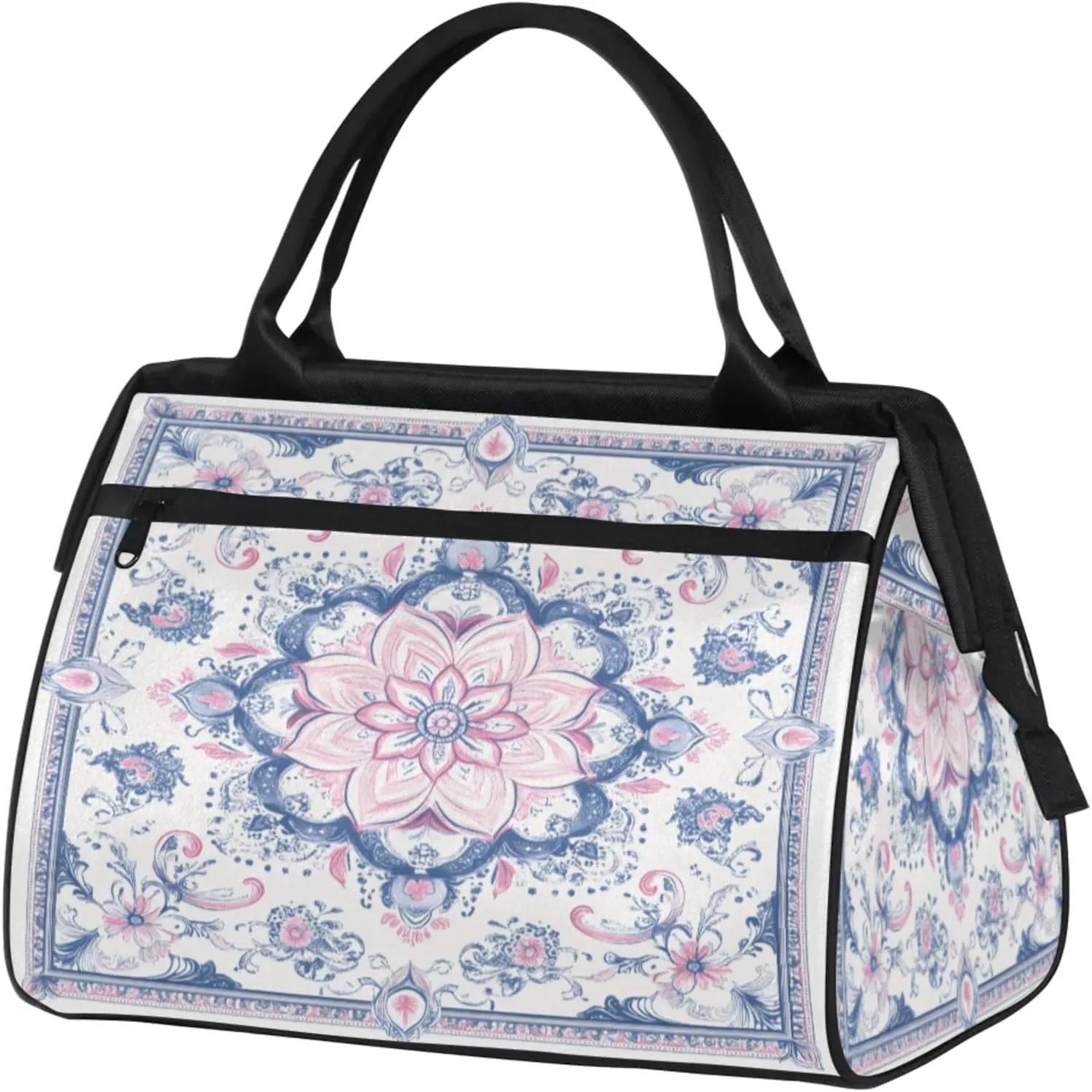 India Carpet Flower Travel Duffle Bag for Women, Ladies Overnight Weekender Bag Gym Sports Bags A-2