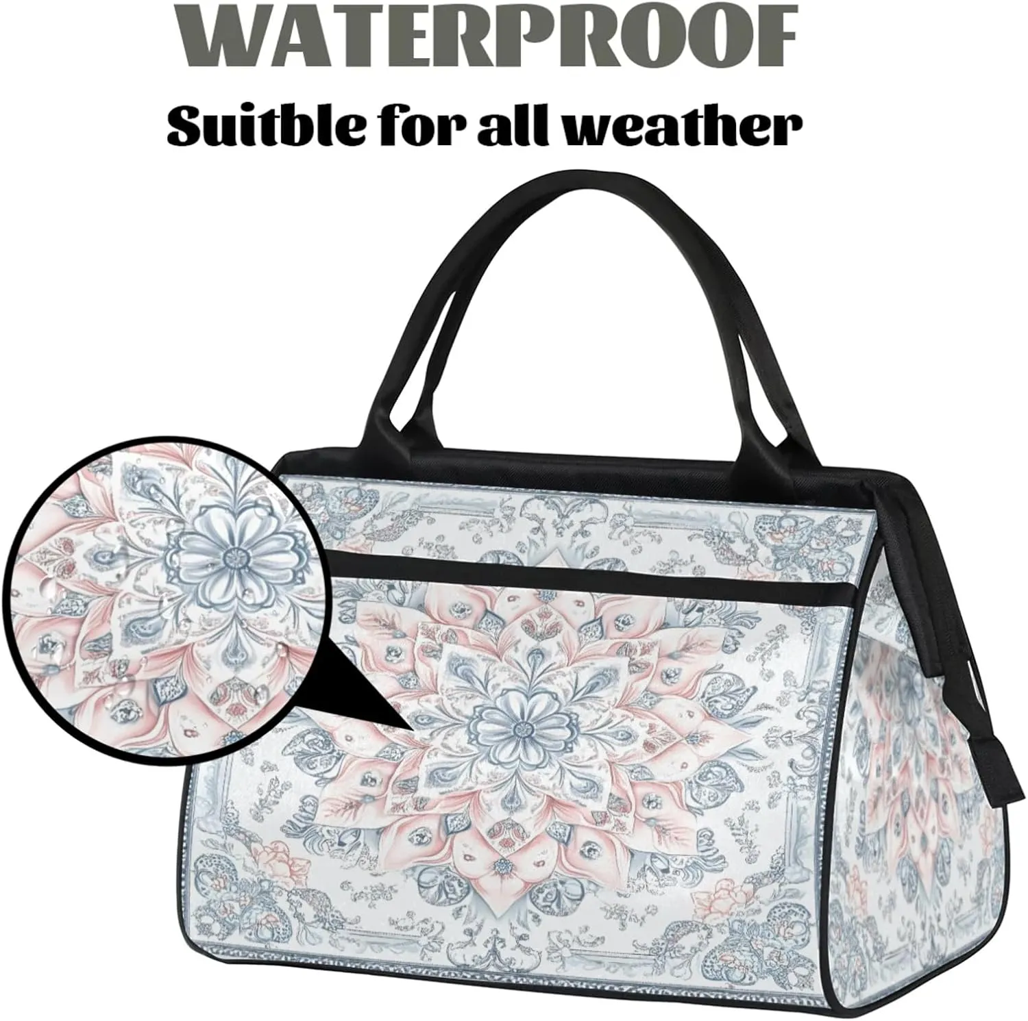 India Carpet Flower Travel Duffle Bag for Women, Ladies Overnight Weekender Bag Gym Sports Bags A-2