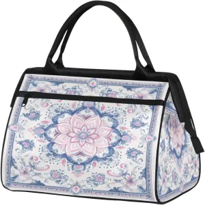 India Carpet Flower Travel Duffle Bag for Women, Ladies Overnight Weekender Bag Gym Sports Bags A-2