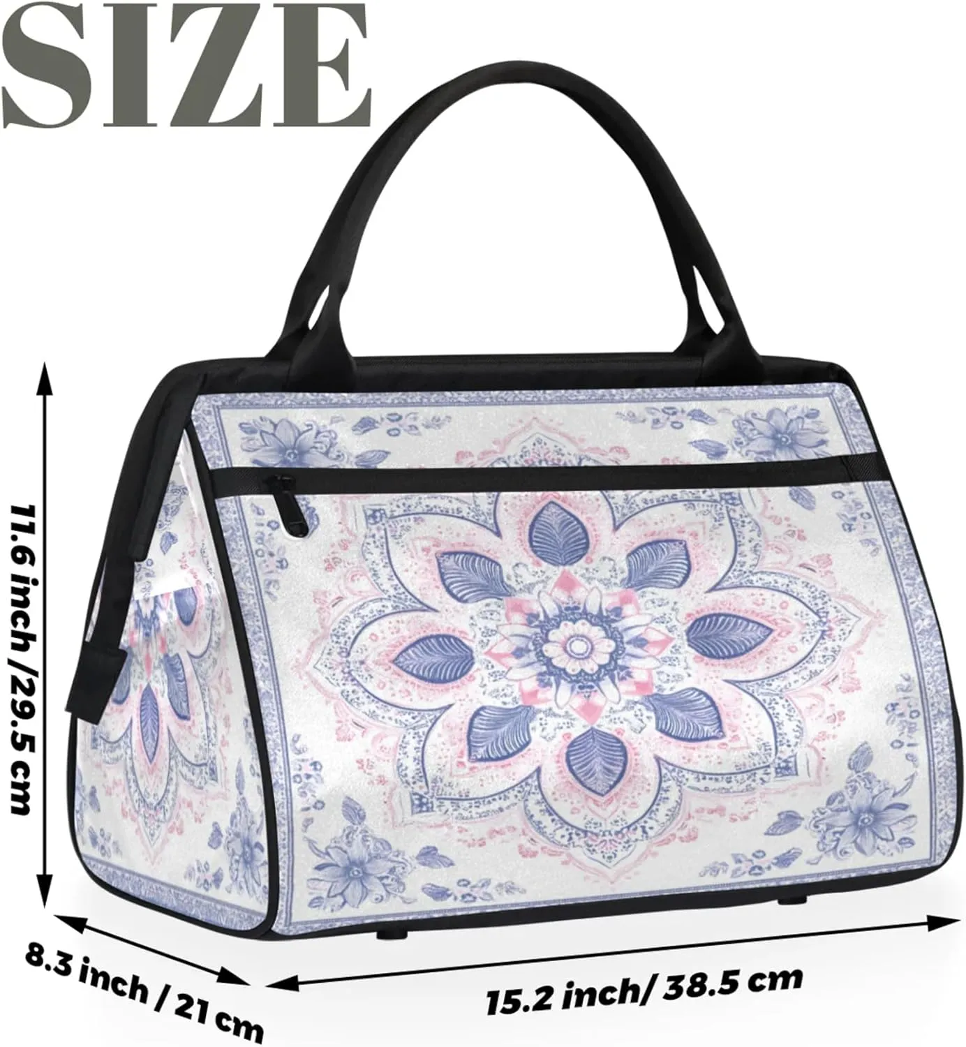 India Carpet Flower Travel Duffle Bag for Women, Ladies Overnight Weekender Bag Gym Sports Bags A-2