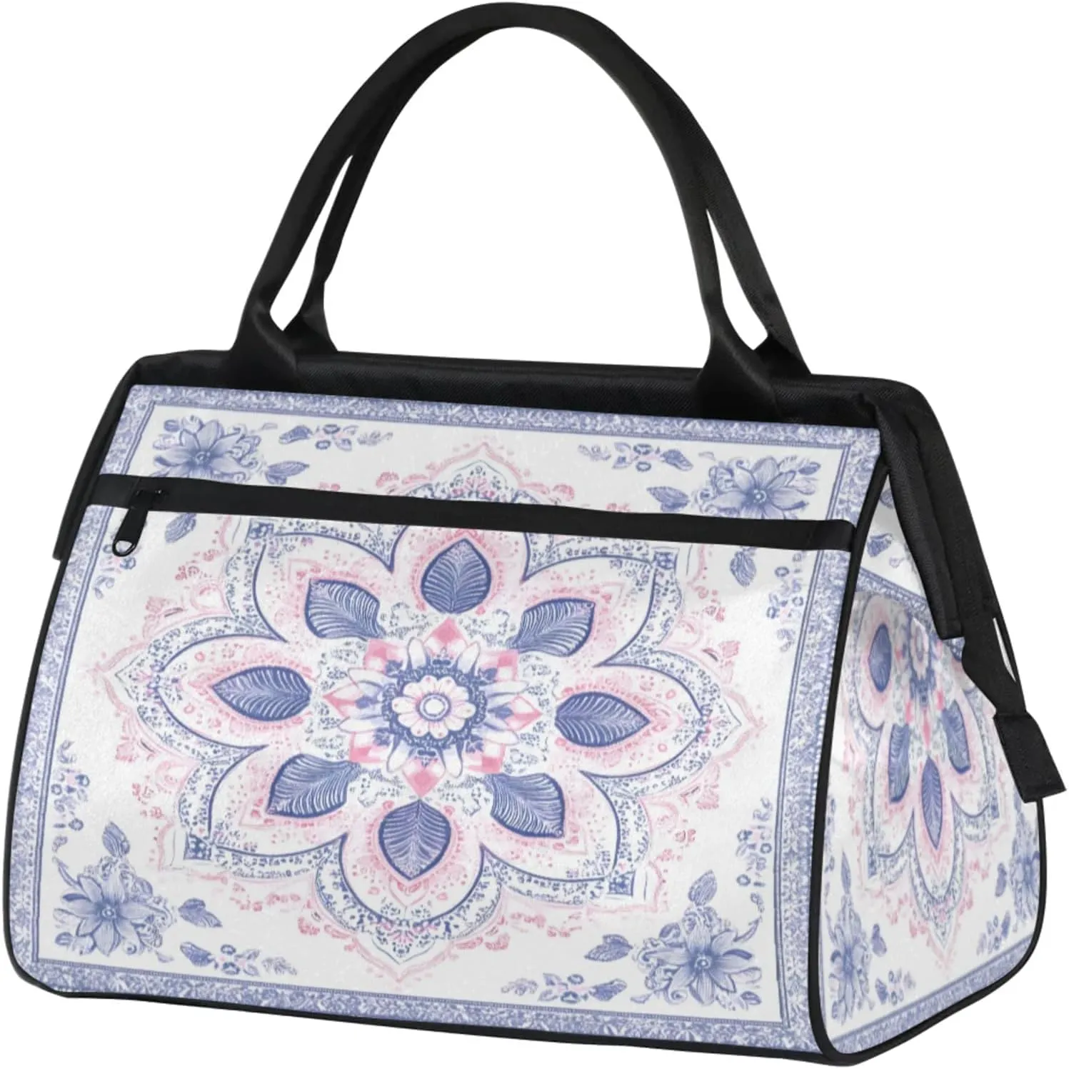 India Carpet Flower Travel Duffle Bag for Women, Ladies Overnight Weekender Bag Gym Sports Bags A-2