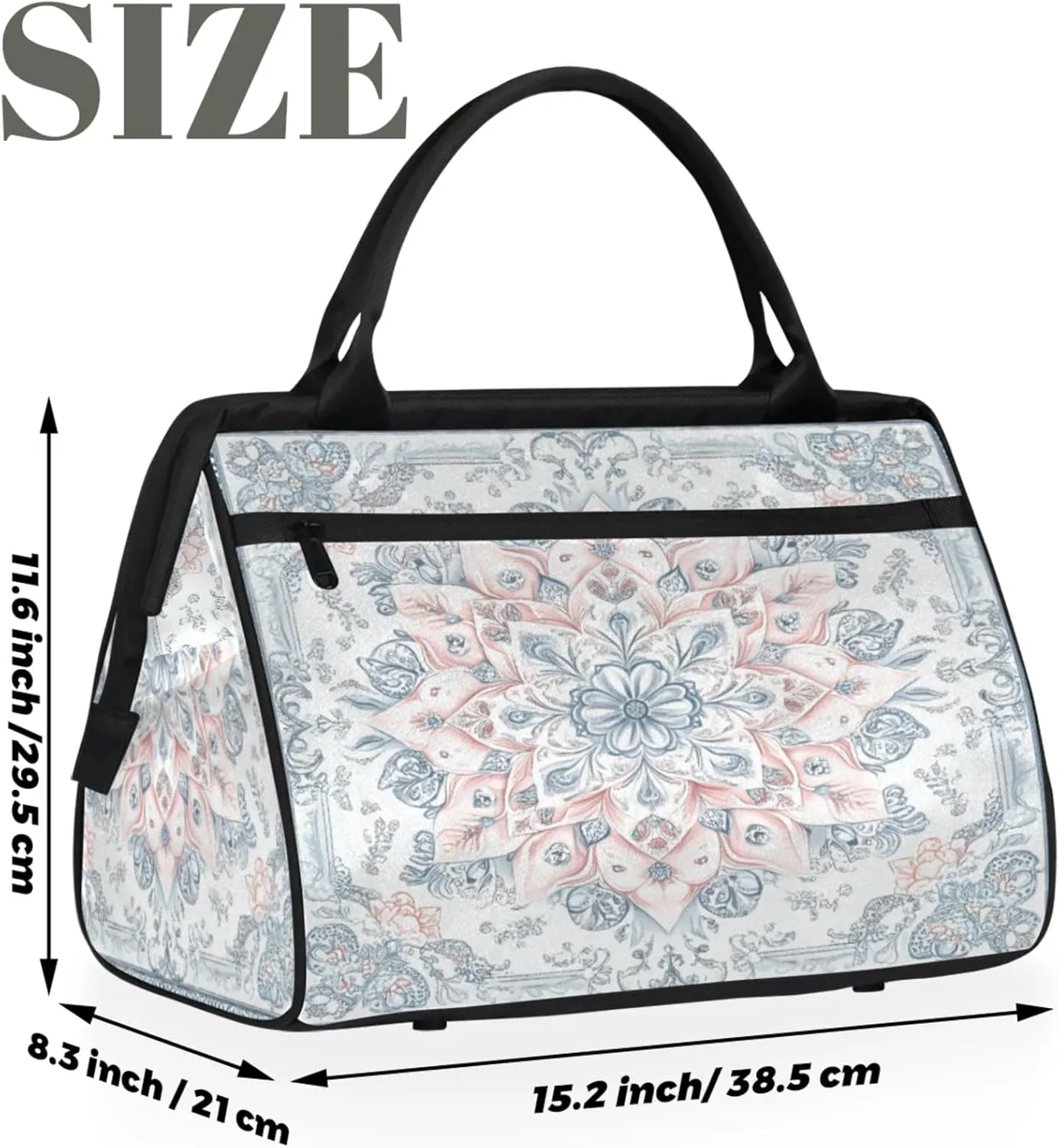 India Carpet Flower Travel Duffle Bag for Women, Ladies Overnight Weekender Bag Gym Sports Bags A-2