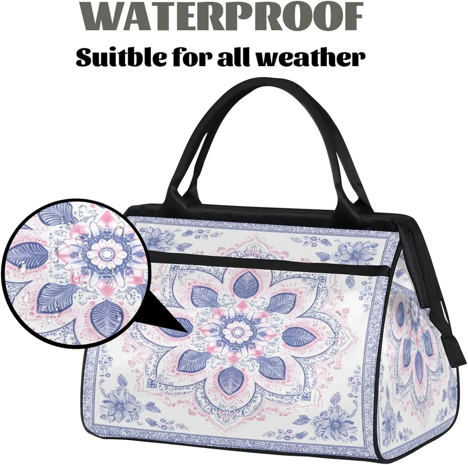 India Carpet Flower Travel Duffle Bag for Women, Ladies Overnight Weekender Bag Gym Sports Bags A-2