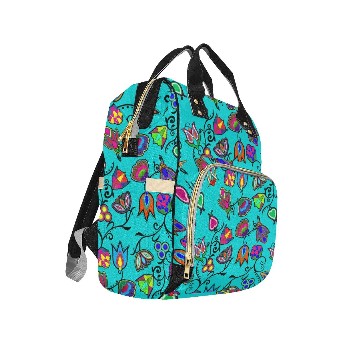 Indigenous Paisley - Sky Multi-Function Diaper Backpack