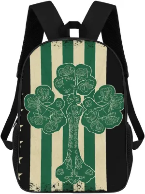 Irish Flag Business Laptop Backpack for Women Men 17 Inch Carry on Backpack Waterproof Black Bookbag Fashion Lightweight Backpacks for Travel Hiking Camping Casual Daypack Backpacks