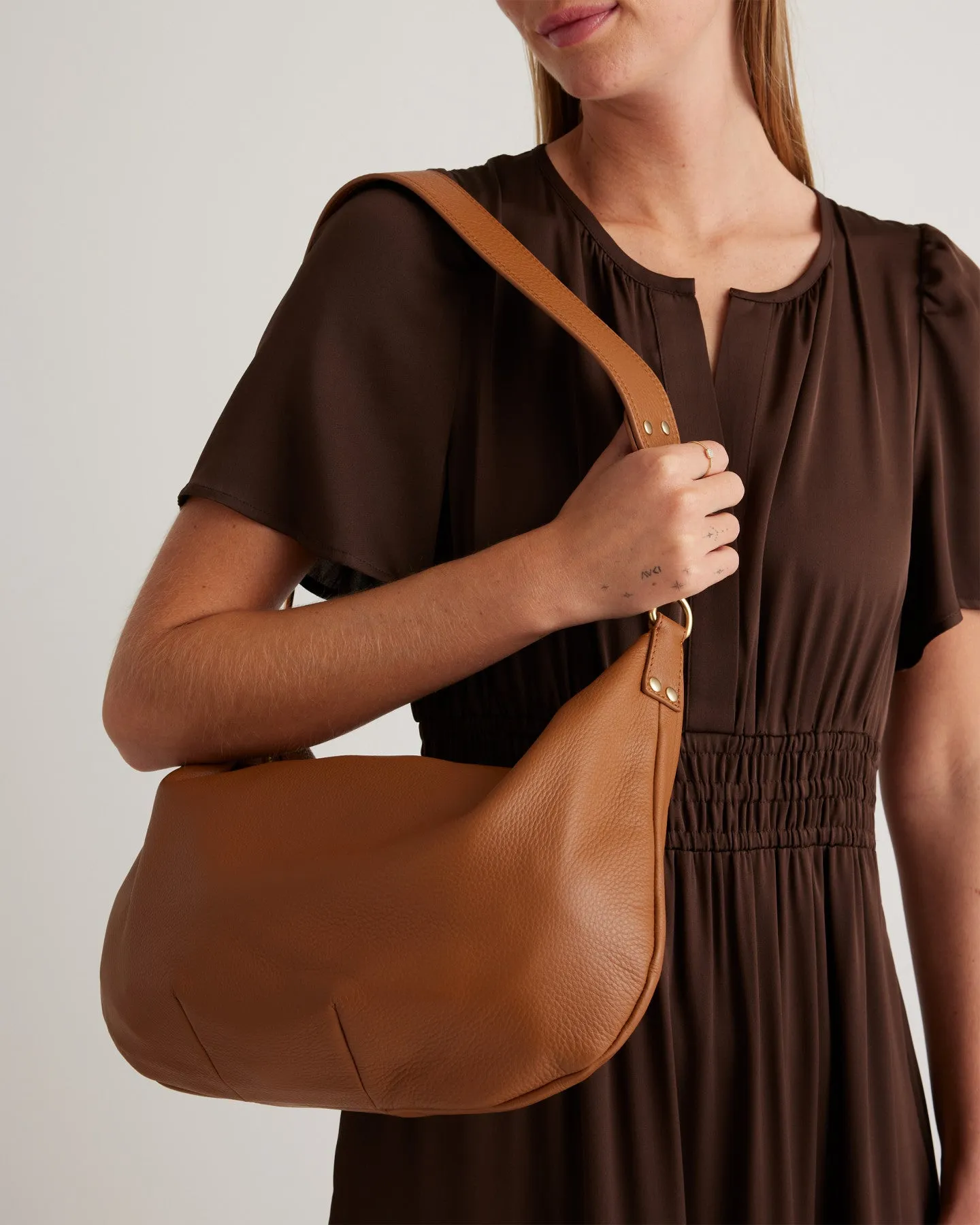 Italian Leather Convertible Crescent Shoulder Bag