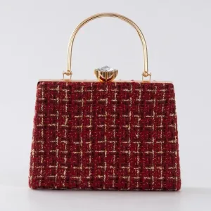 Izabel Tweed Diamond Accent Vintage Evening Tote