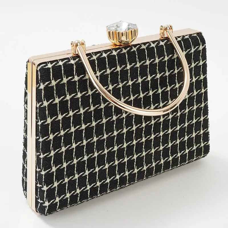 Izabel Tweed Diamond Accent Vintage Evening Tote