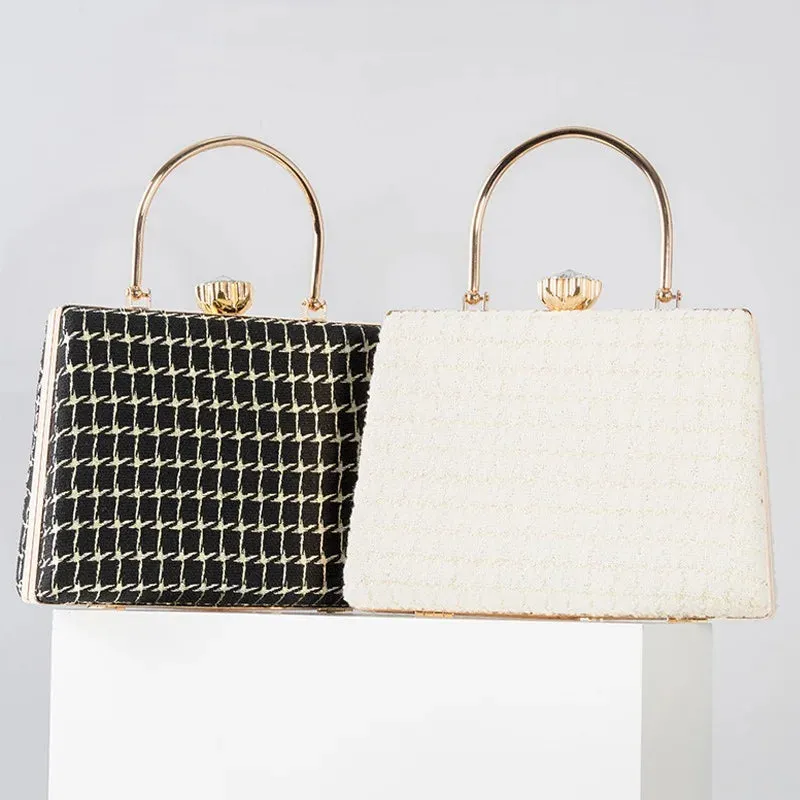 Izabel Tweed Diamond Accent Vintage Evening Tote