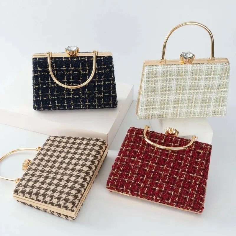 Izabel Tweed Diamond Accent Vintage Evening Tote