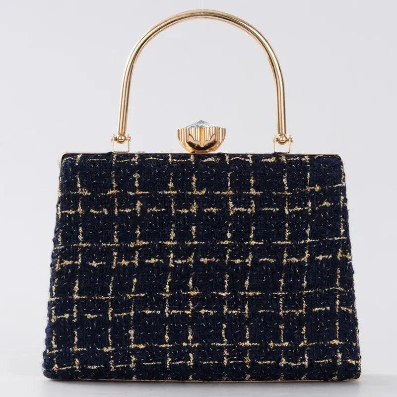 Izabel Tweed Diamond Accent Vintage Evening Tote