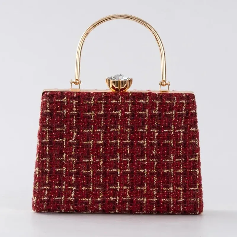 Izabel Tweed Diamond Accent Vintage Evening Tote