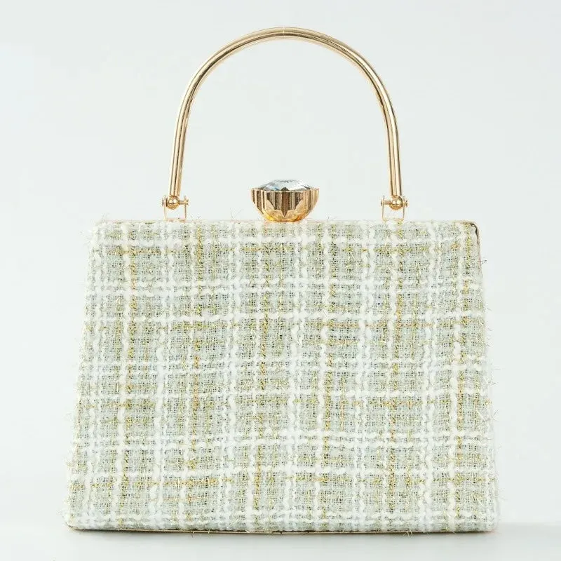 Izabel Tweed Diamond Accent Vintage Evening Tote