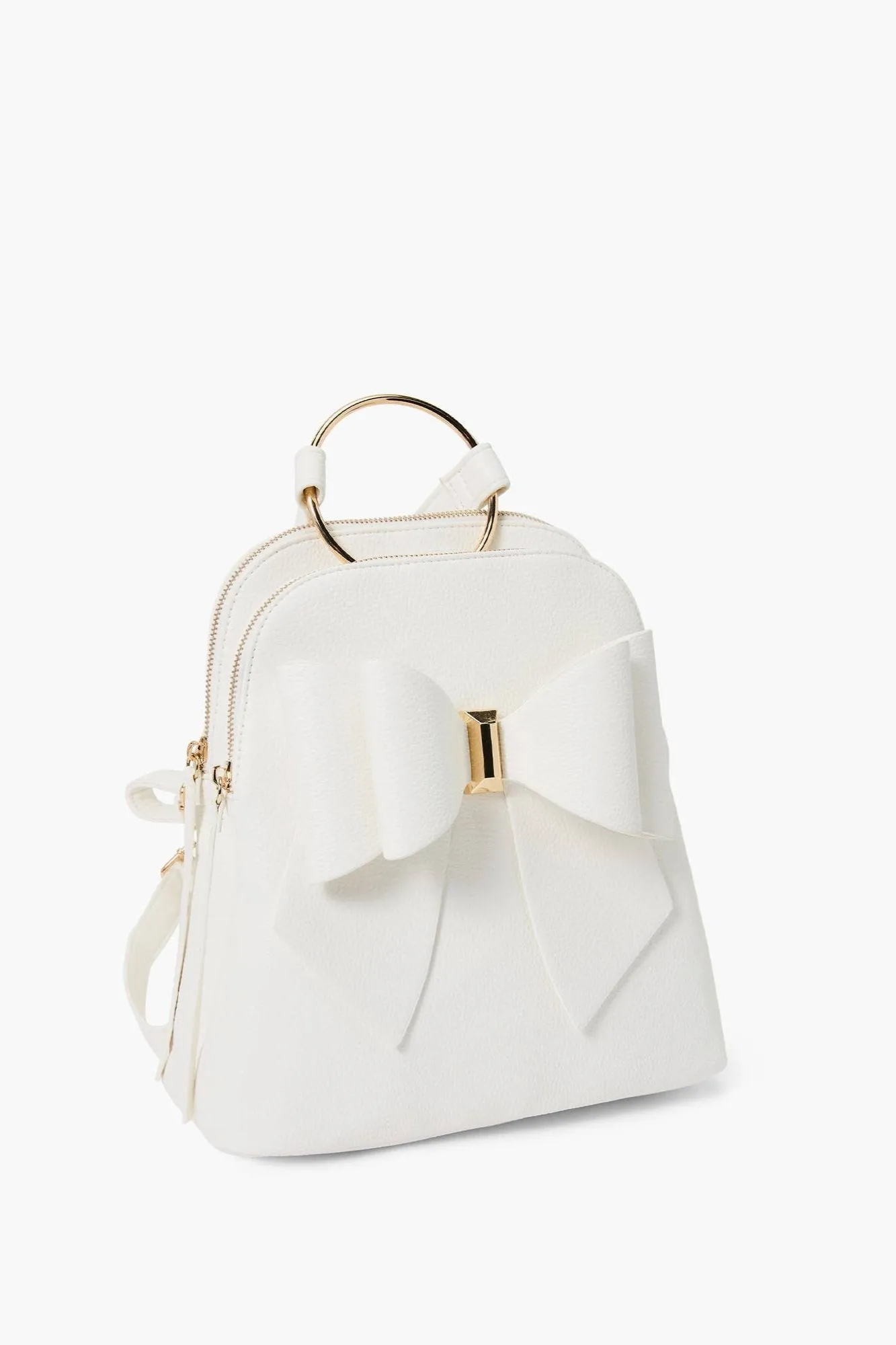 Jasmine Bowtie Backpack Handbag: Off White