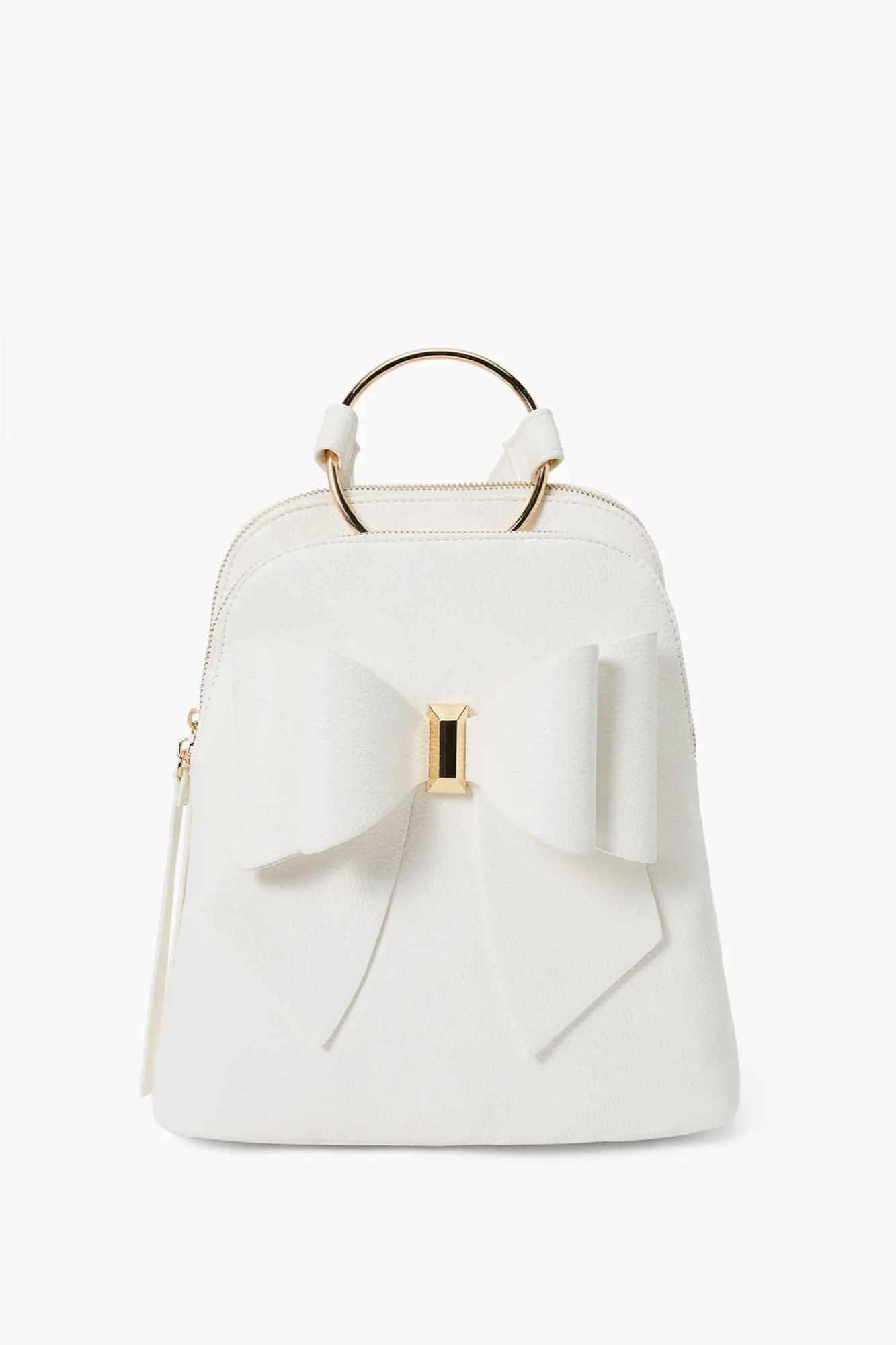 Jasmine Bowtie Backpack Handbag: Off White