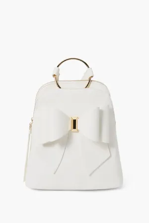 Jasmine Bowtie Backpack Handbag: Off White