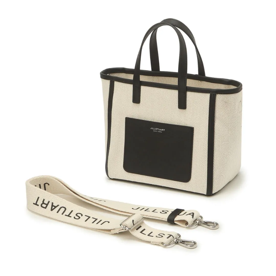 JILLSTUART ESSENTIAL CANVAS Black Pocket Mini Tote Shoulder Cross Bag / from Seoul, Korea
