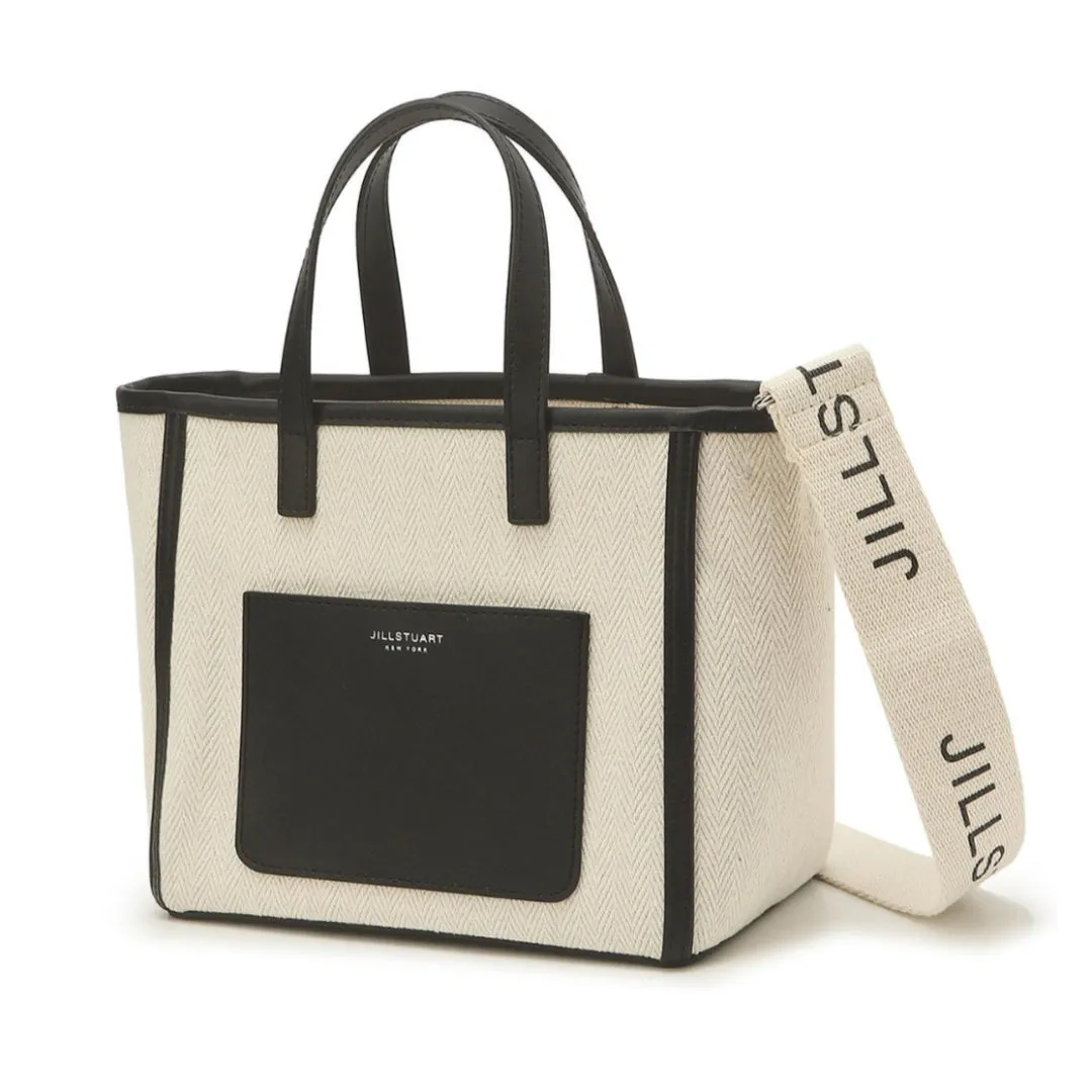 JILLSTUART ESSENTIAL CANVAS Black Pocket Mini Tote Shoulder Cross Bag / from Seoul, Korea