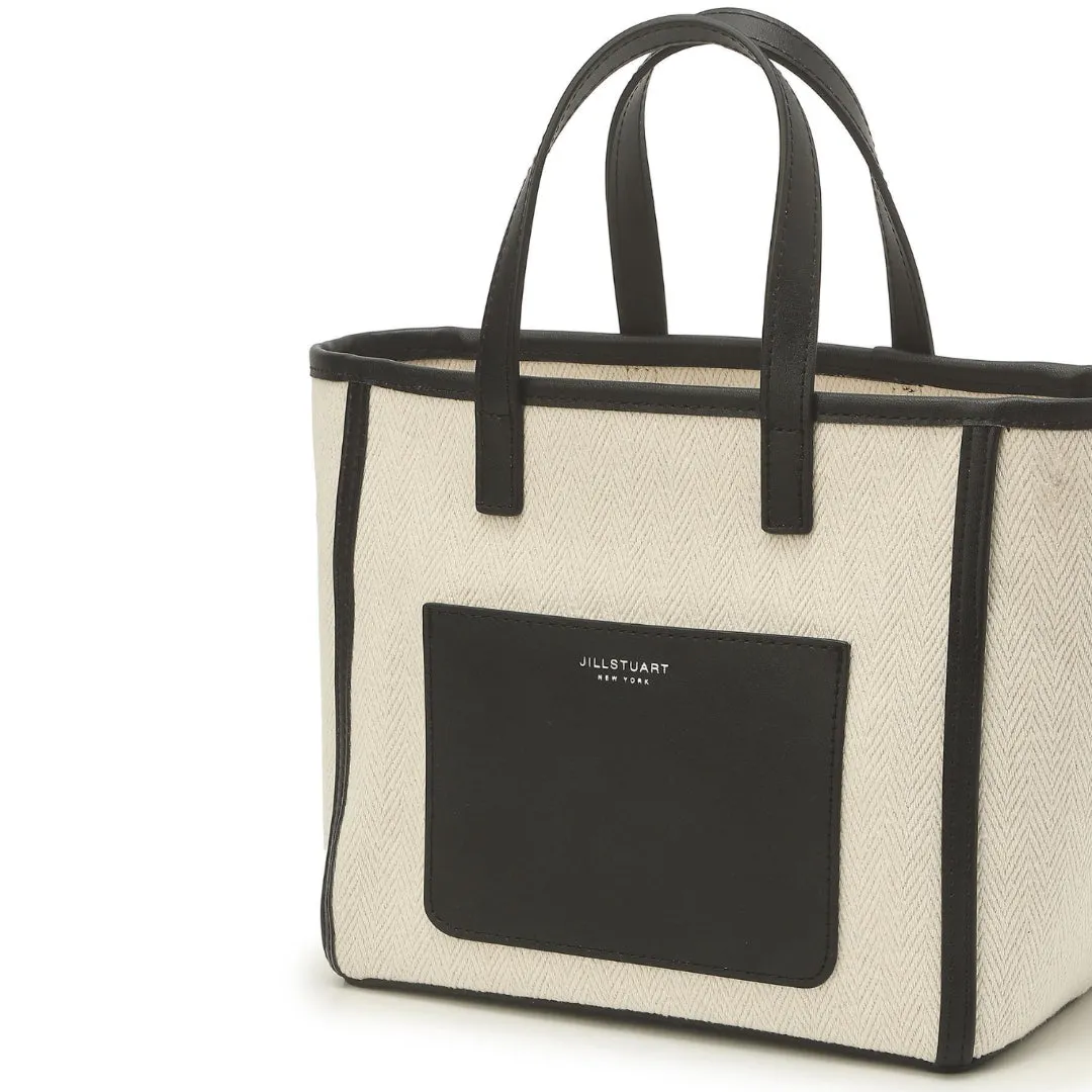 JILLSTUART ESSENTIAL CANVAS Black Pocket Mini Tote Shoulder Cross Bag / from Seoul, Korea