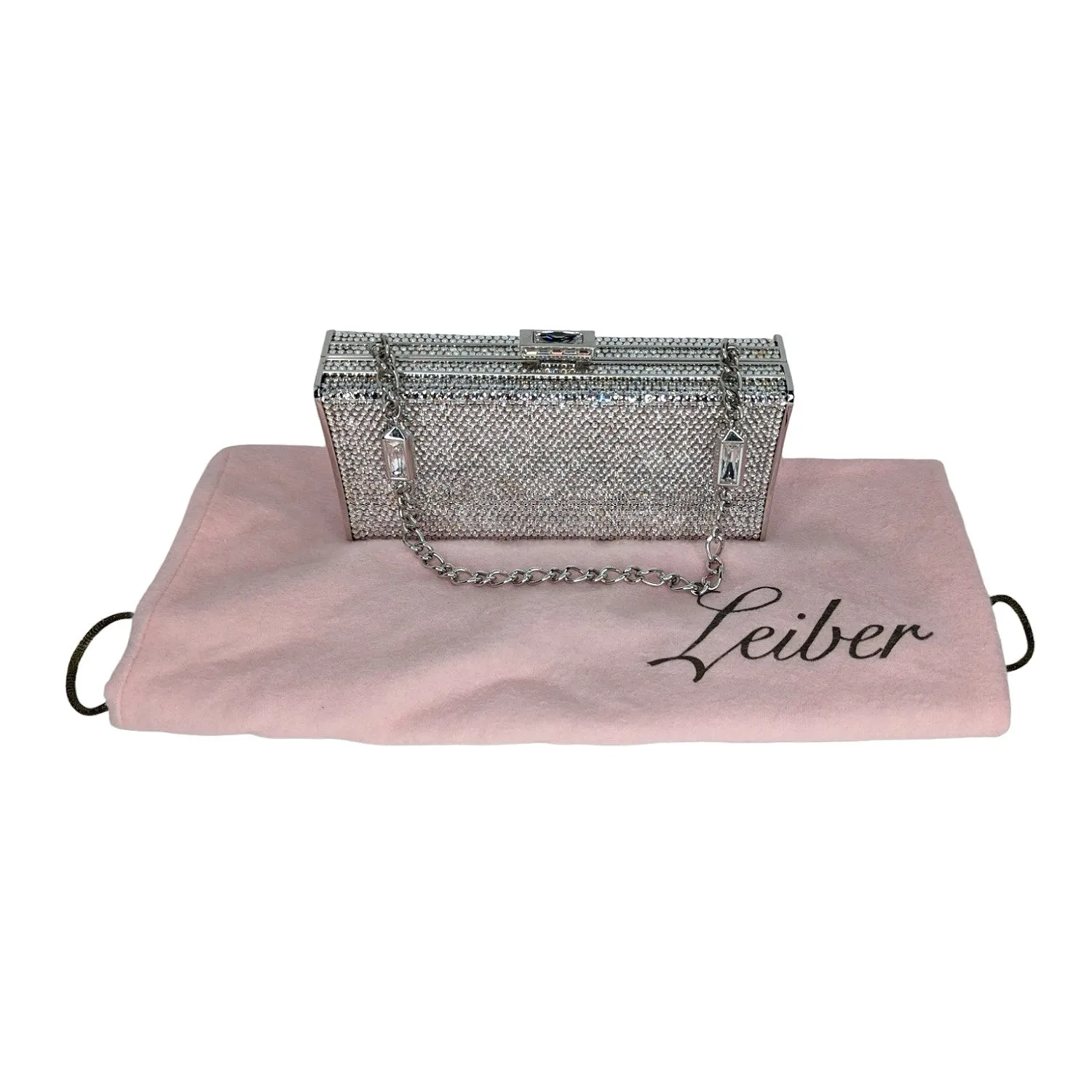 Judith Leiber Mini Minaudiere Swarovski Crystal-Embellished Clutch Silver