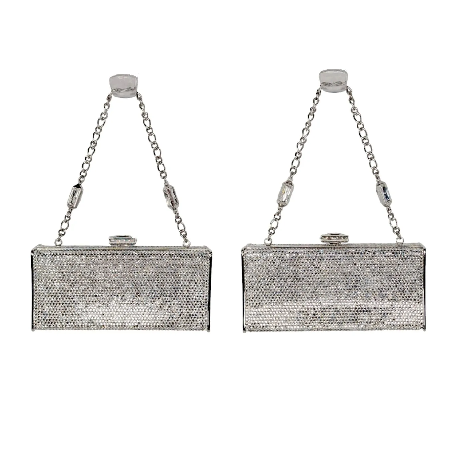 Judith Leiber Mini Minaudiere Swarovski Crystal-Embellished Clutch Silver