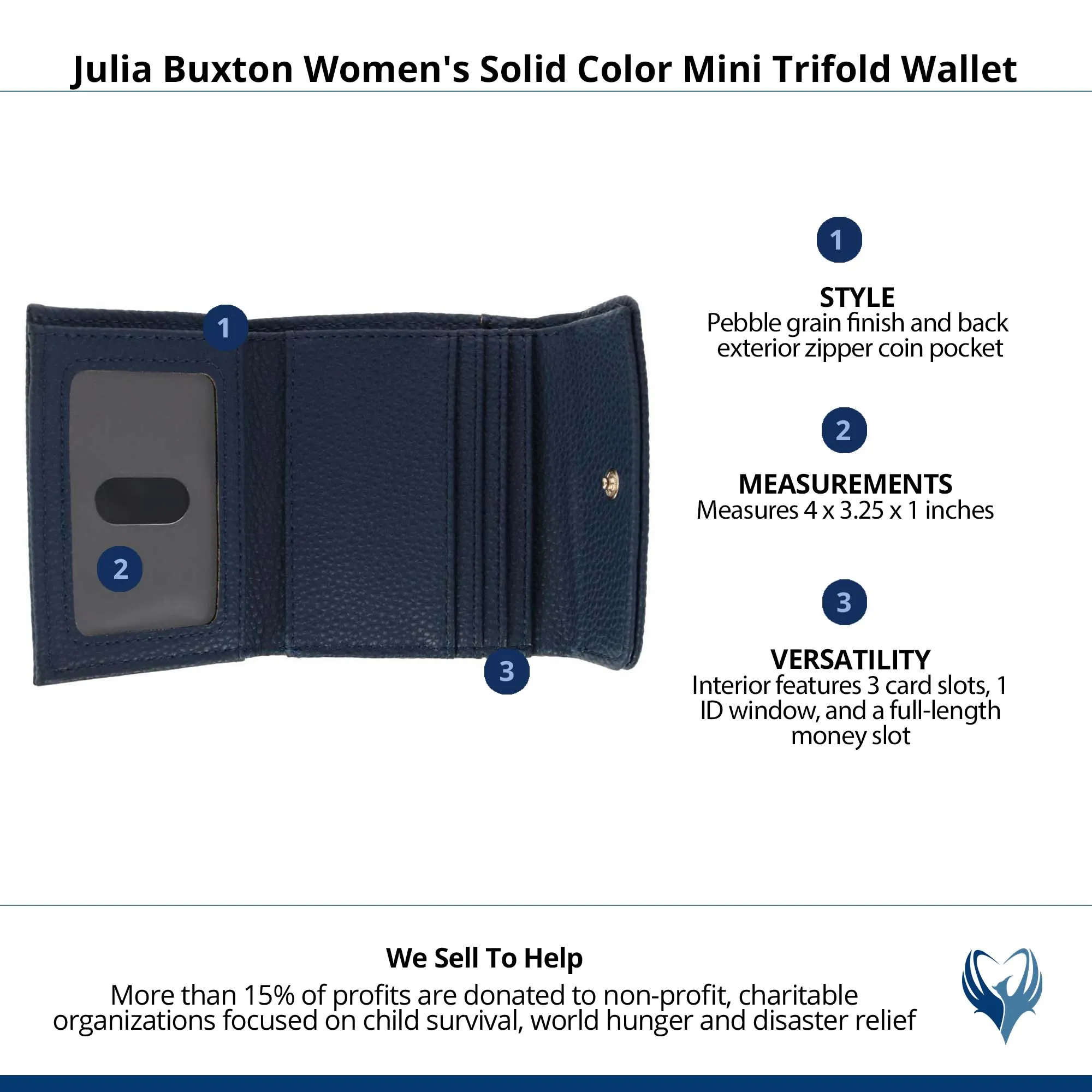 Julia Buxton Women's Stylish and Colorful Mini Trifold Wallet