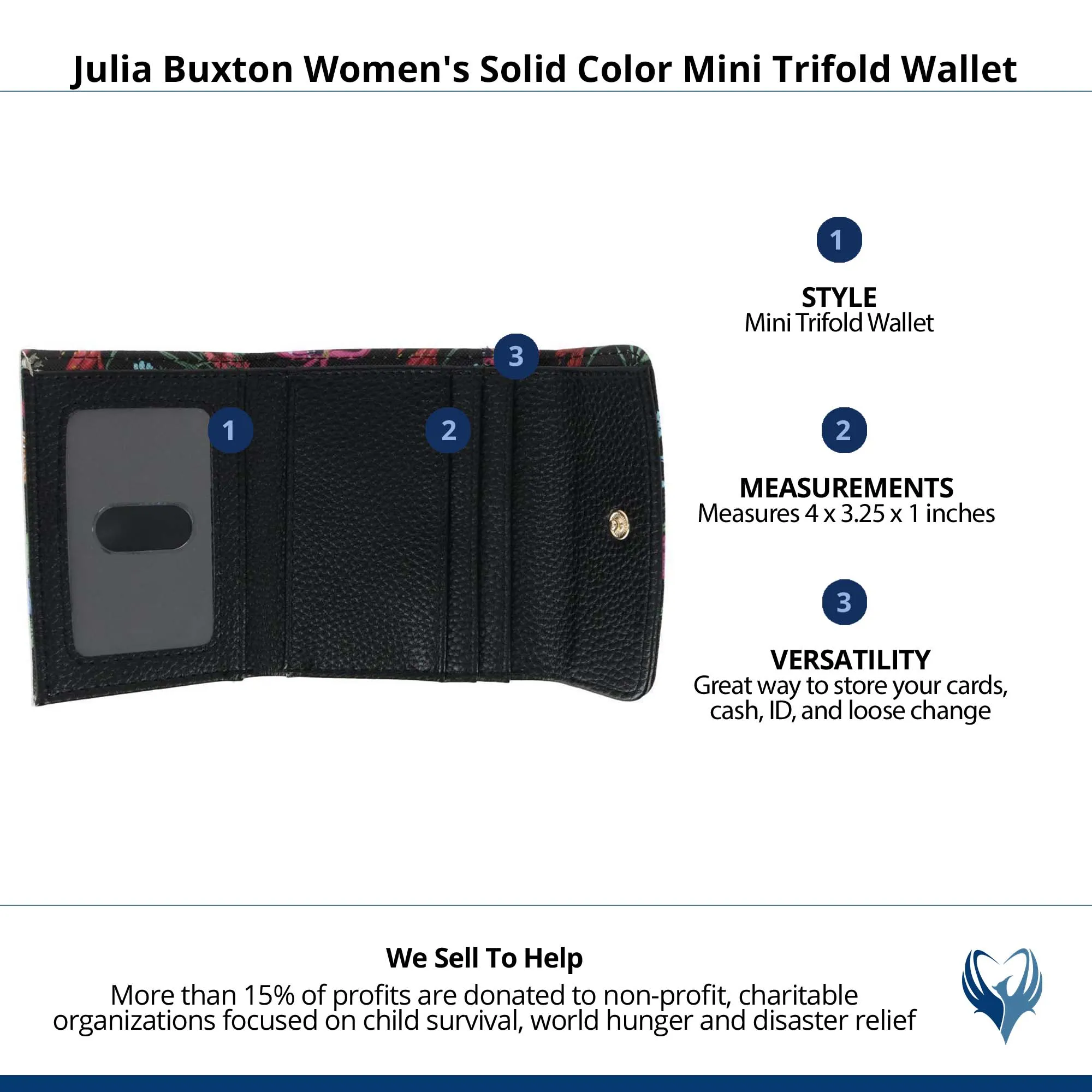 Julia Buxton Women's Stylish and Colorful Mini Trifold Wallet