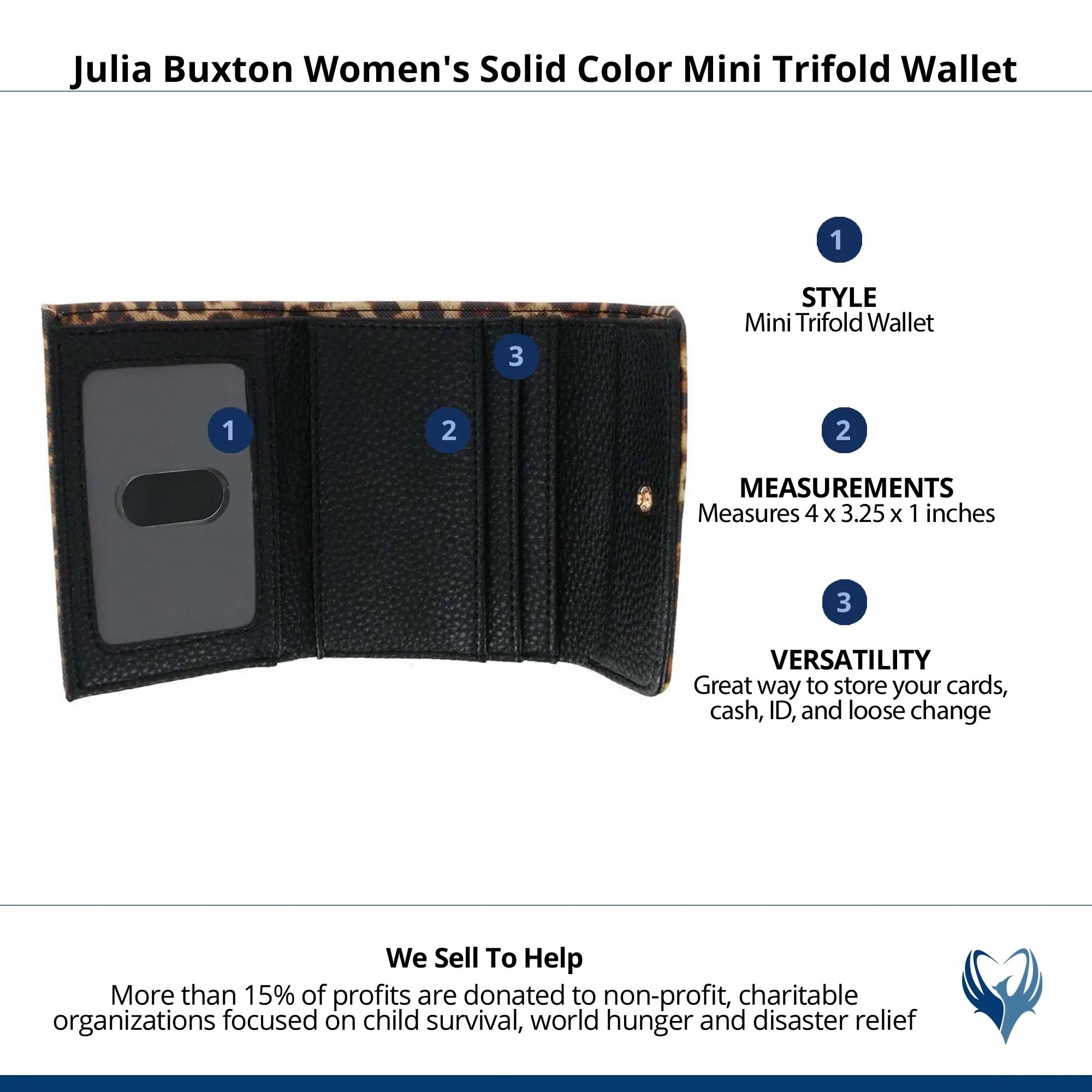 Julia Buxton Women's Stylish and Colorful Mini Trifold Wallet