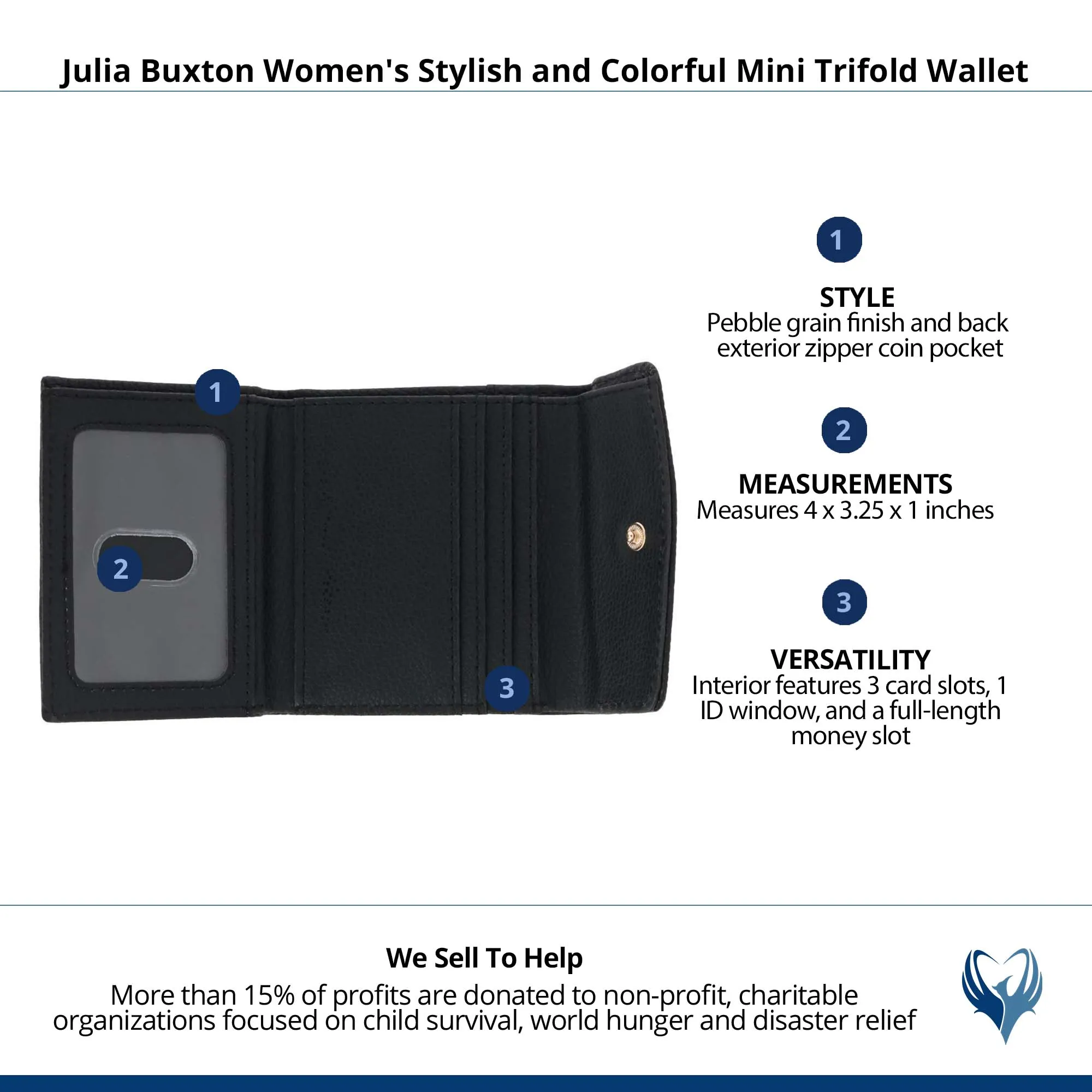 Julia Buxton Women's Stylish and Colorful Mini Trifold Wallet