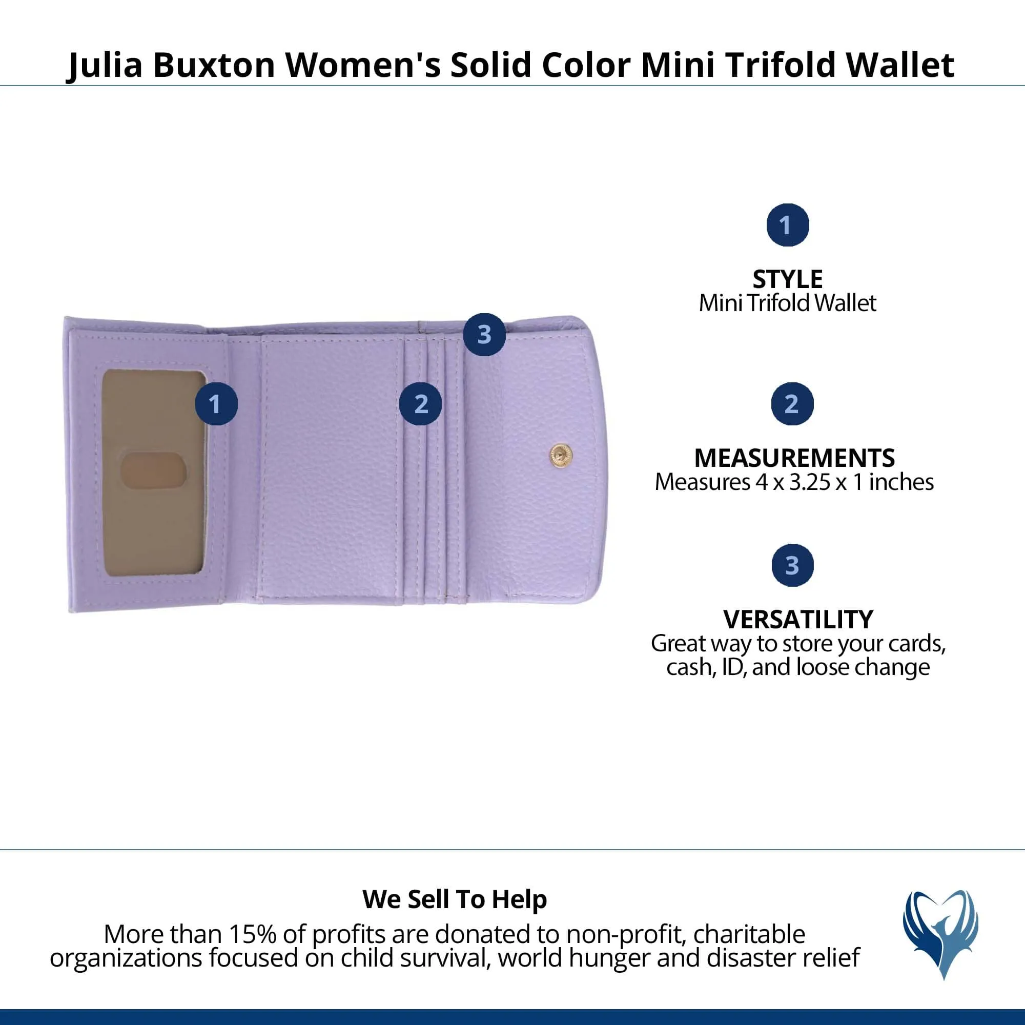Julia Buxton Women's Stylish and Colorful Mini Trifold Wallet