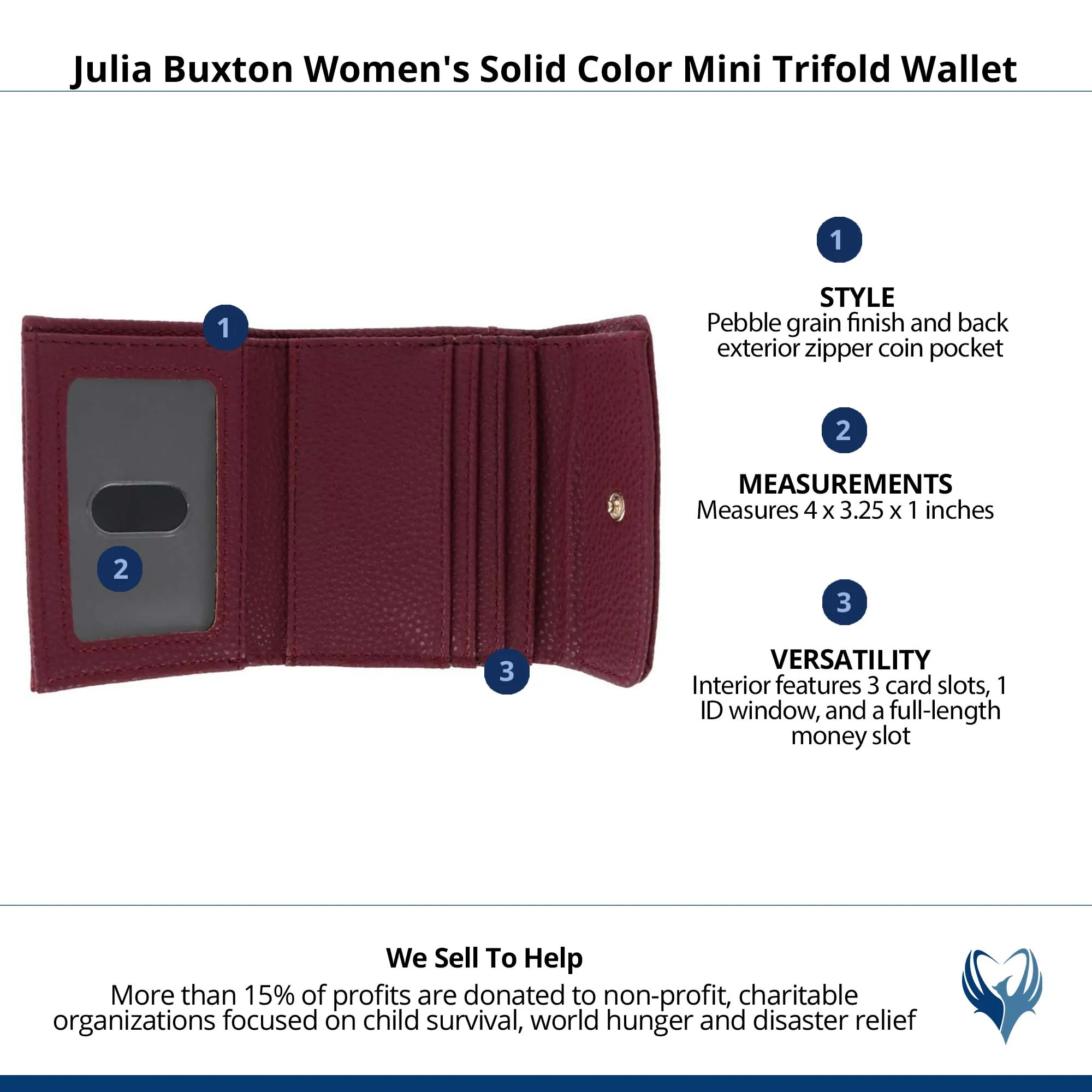 Julia Buxton Women's Stylish and Colorful Mini Trifold Wallet