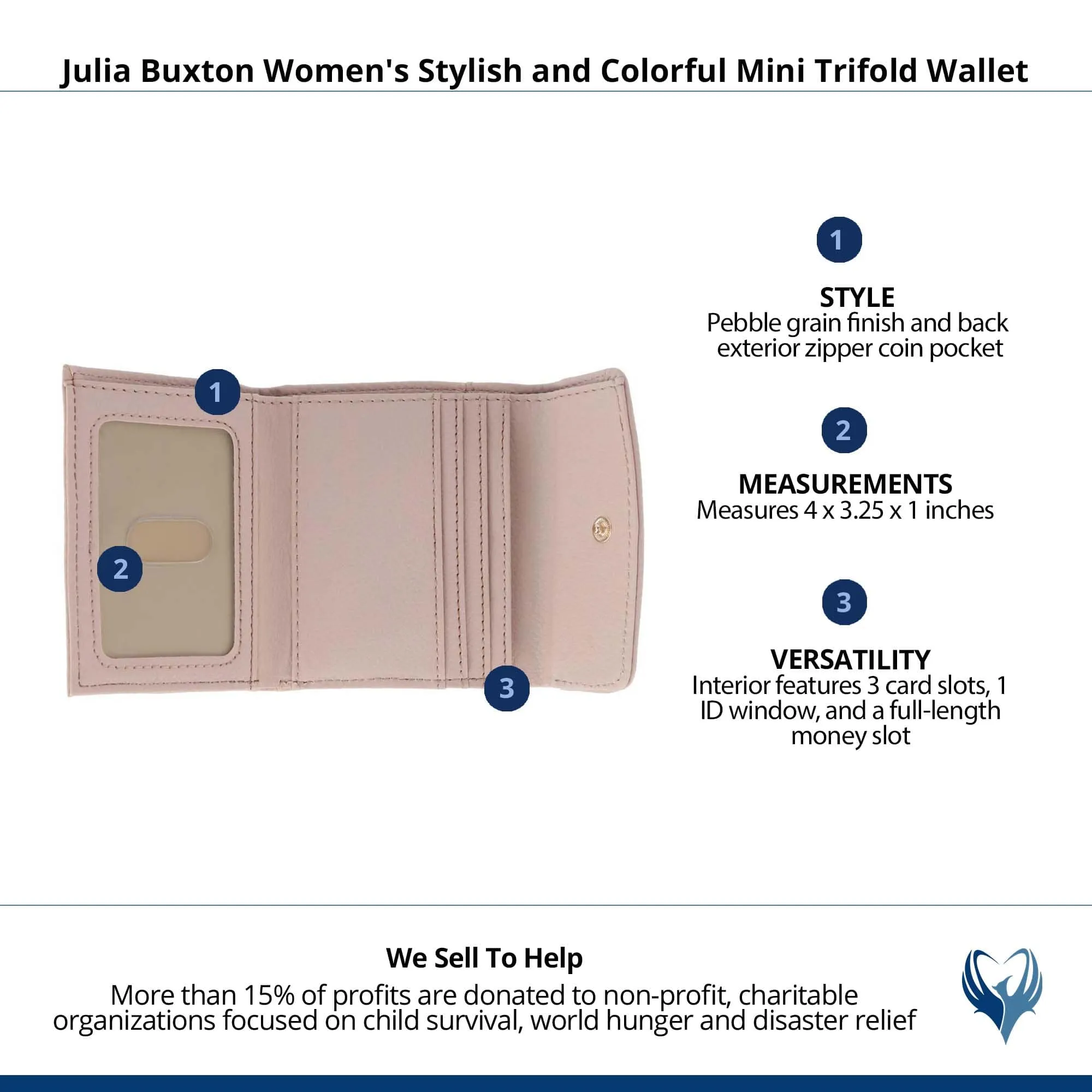 Julia Buxton Women's Stylish and Colorful Mini Trifold Wallet
