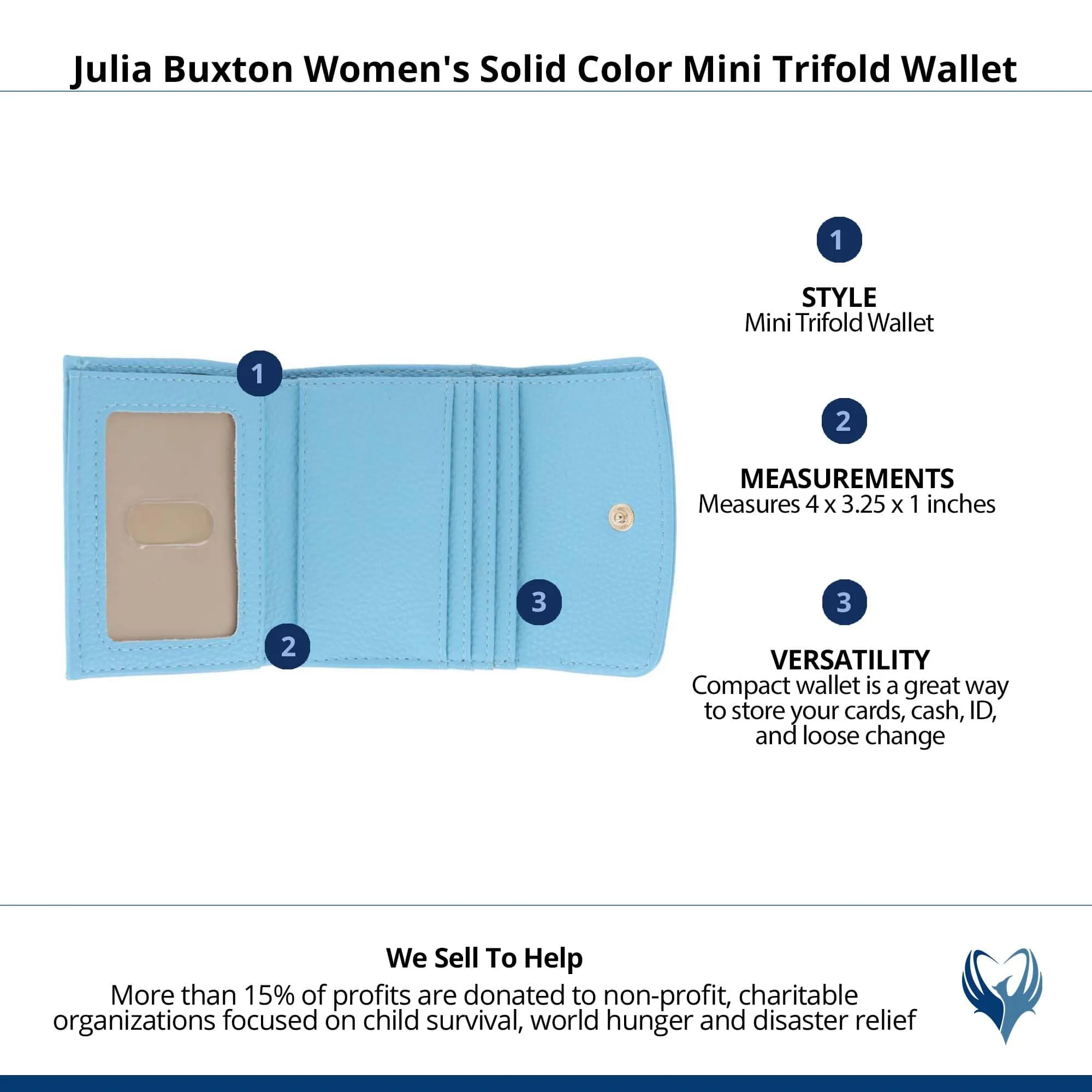 Julia Buxton Women's Stylish and Colorful Mini Trifold Wallet