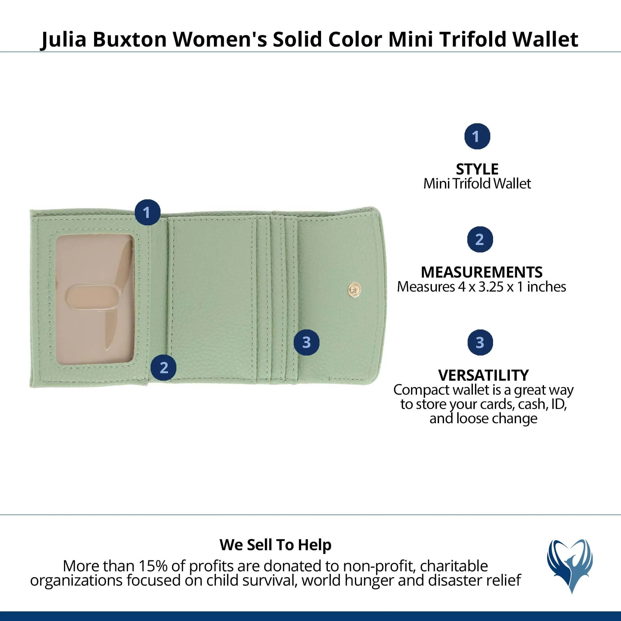 Julia Buxton Women's Stylish and Colorful Mini Trifold Wallet