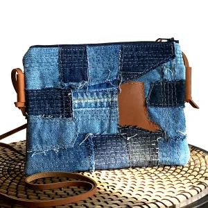 Juno Repurposed Denim & Leather Zippered Crossbody